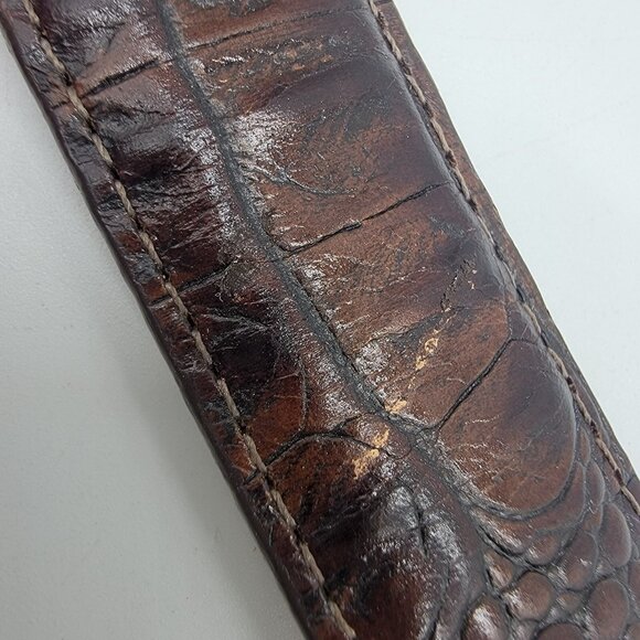 Womens BRIGHTON Belt BROWN LEATHER CROC‎ LOOK WITH SILVER Buckle Size 30 - Picture 9 of 9